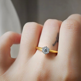 0.14 CT Round Solitaire Moissanite Engagement Ring