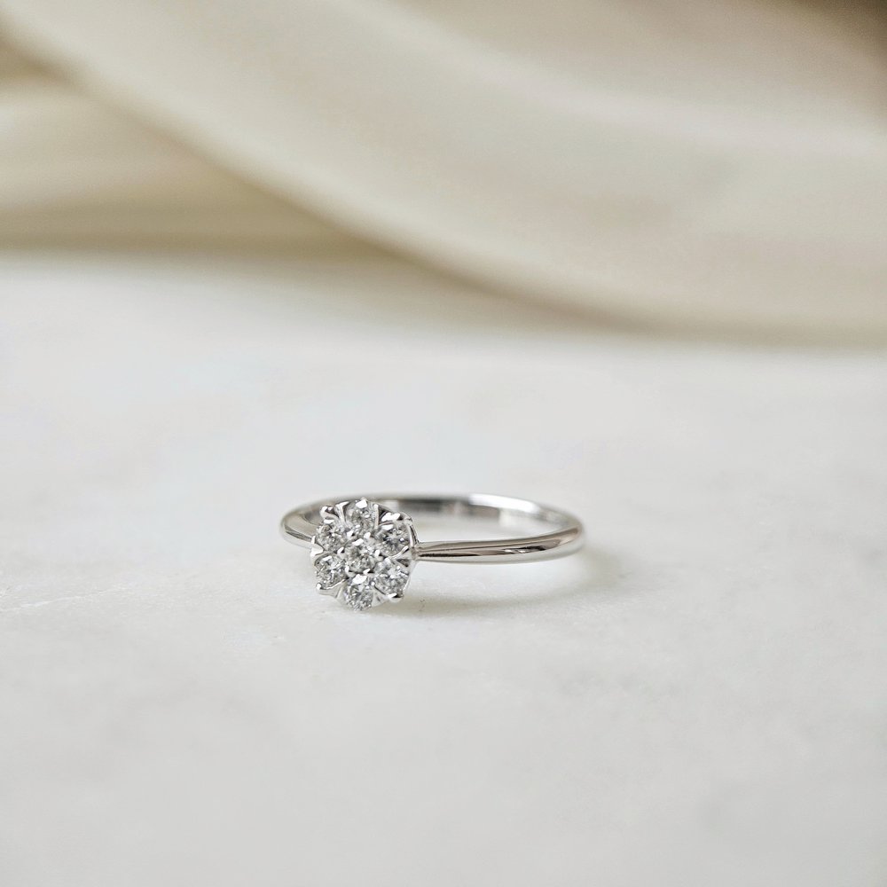 0.58 CT Round Solitaire Moissanite Engagement Rin