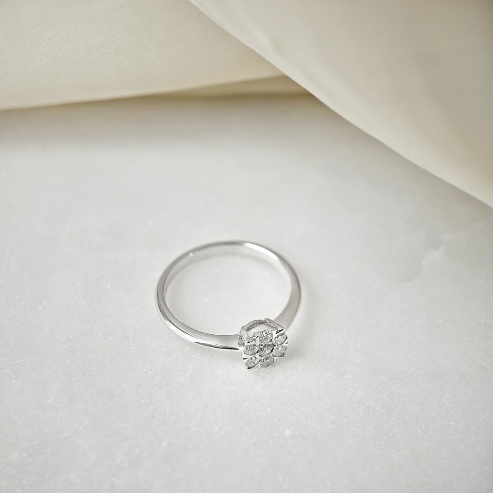0.58 CT Round Solitaire Moissanite Engagement Rin