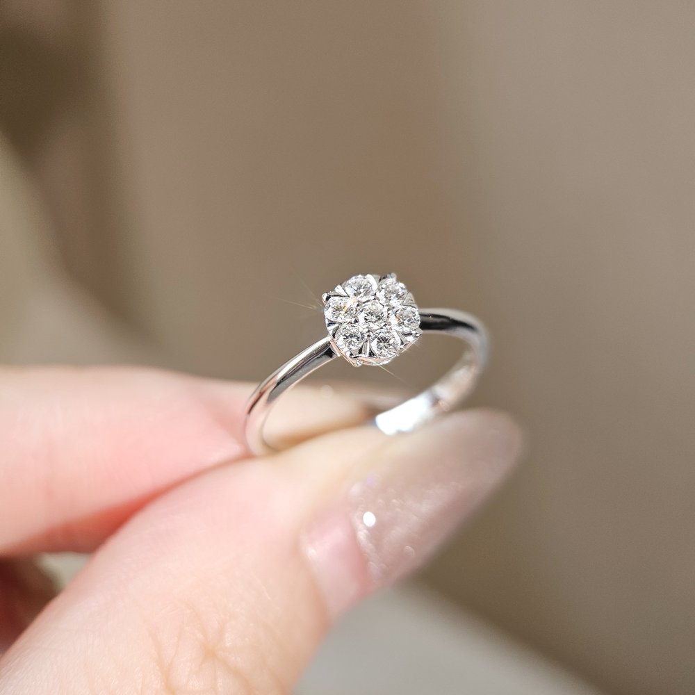 0.58 CT Round Solitaire Moissanite Engagement Rin