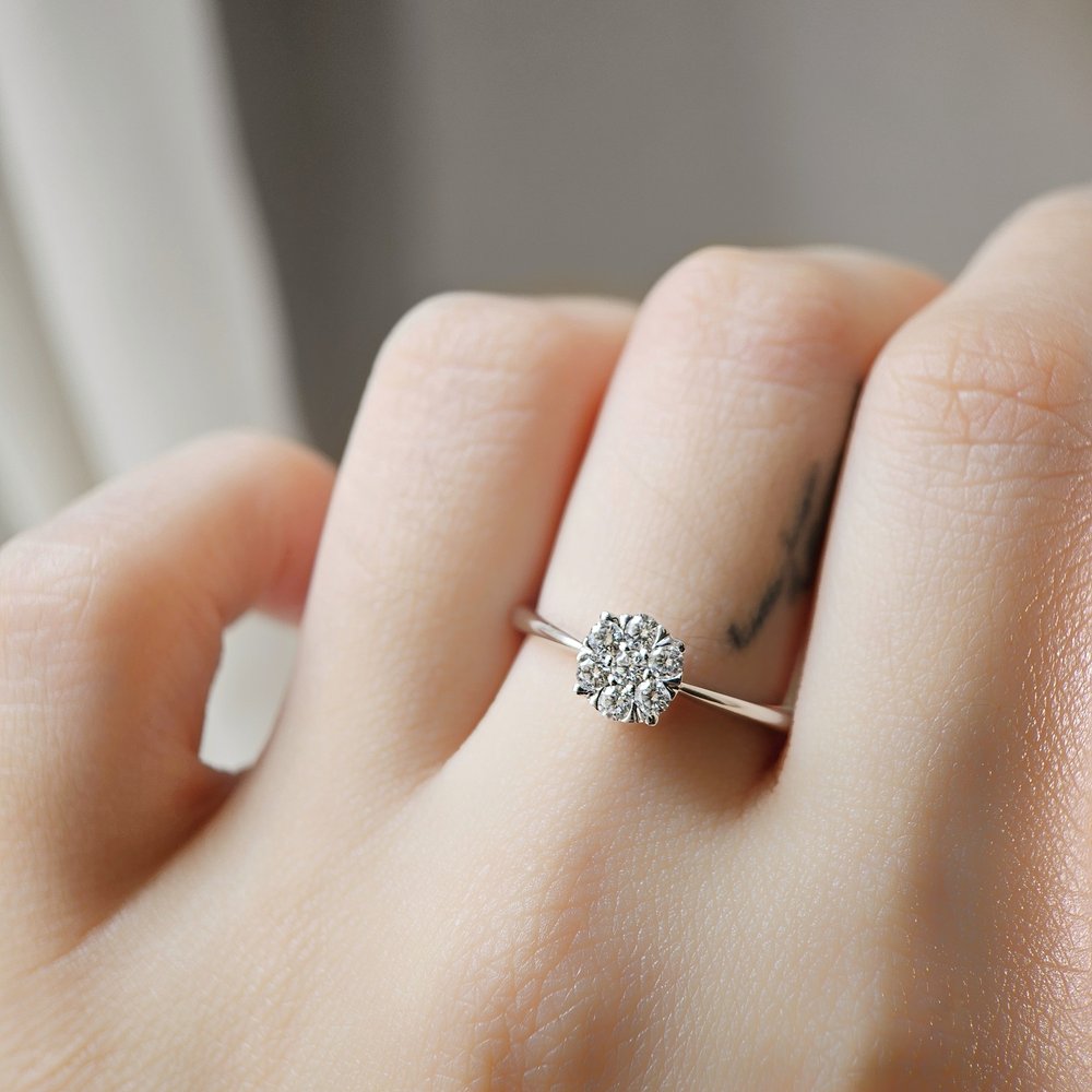 0.58 CT Round Solitaire Moissanite Engagement Rin