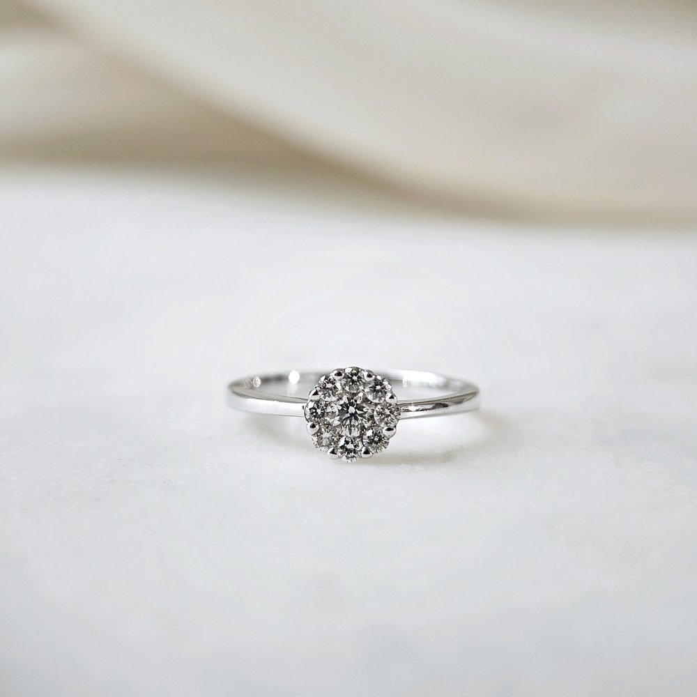 0.15 CT Round Solitaire Moissanite Engagement Rin