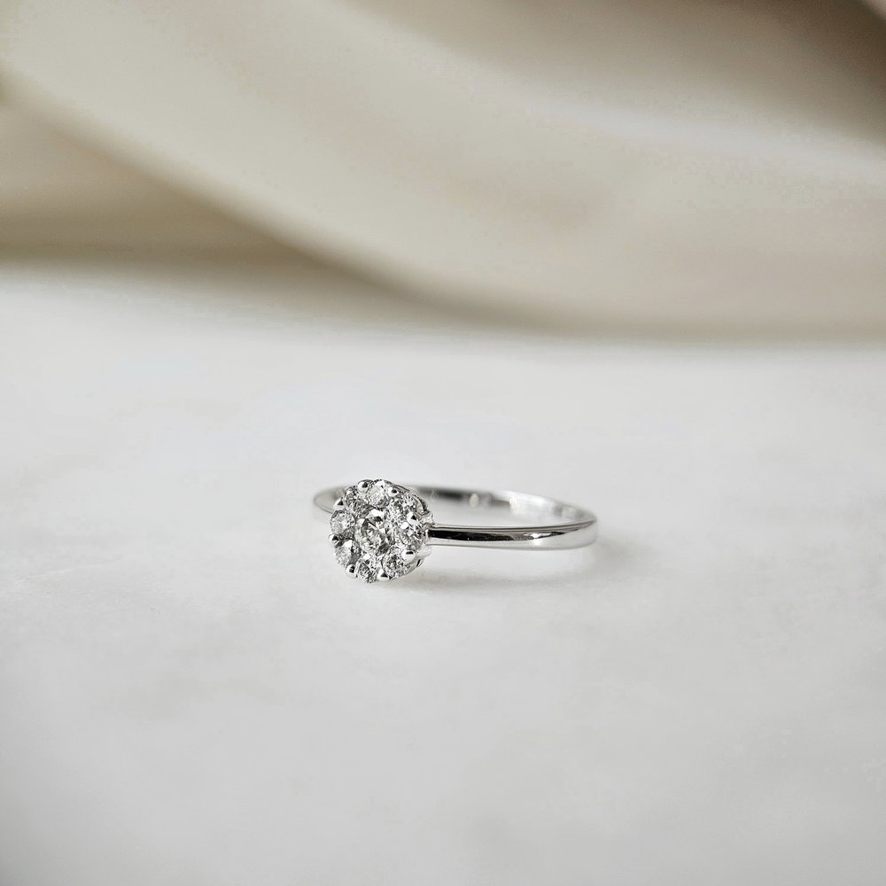 0.15 CT Round Solitaire Moissanite Engagement Rin