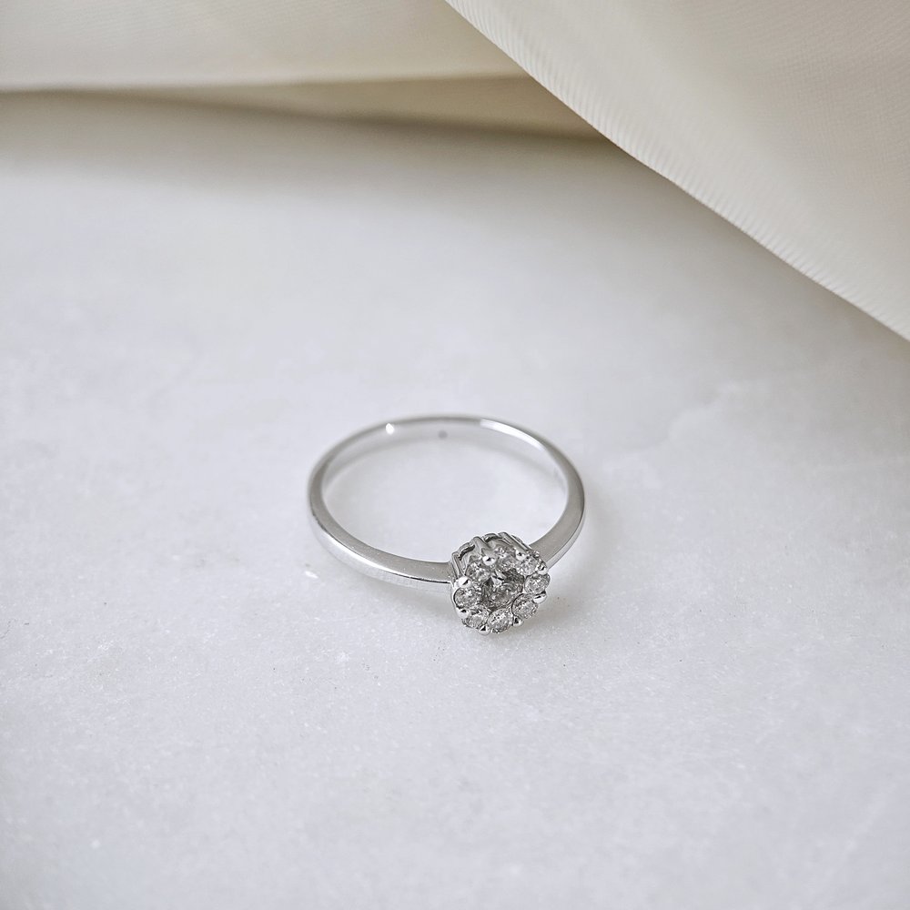 0.15 CT Round Solitaire Moissanite Engagement Rin