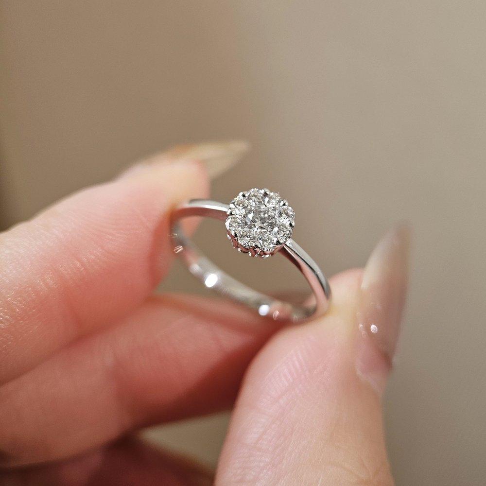 0.15 CT Round Solitaire Moissanite Engagement Rin