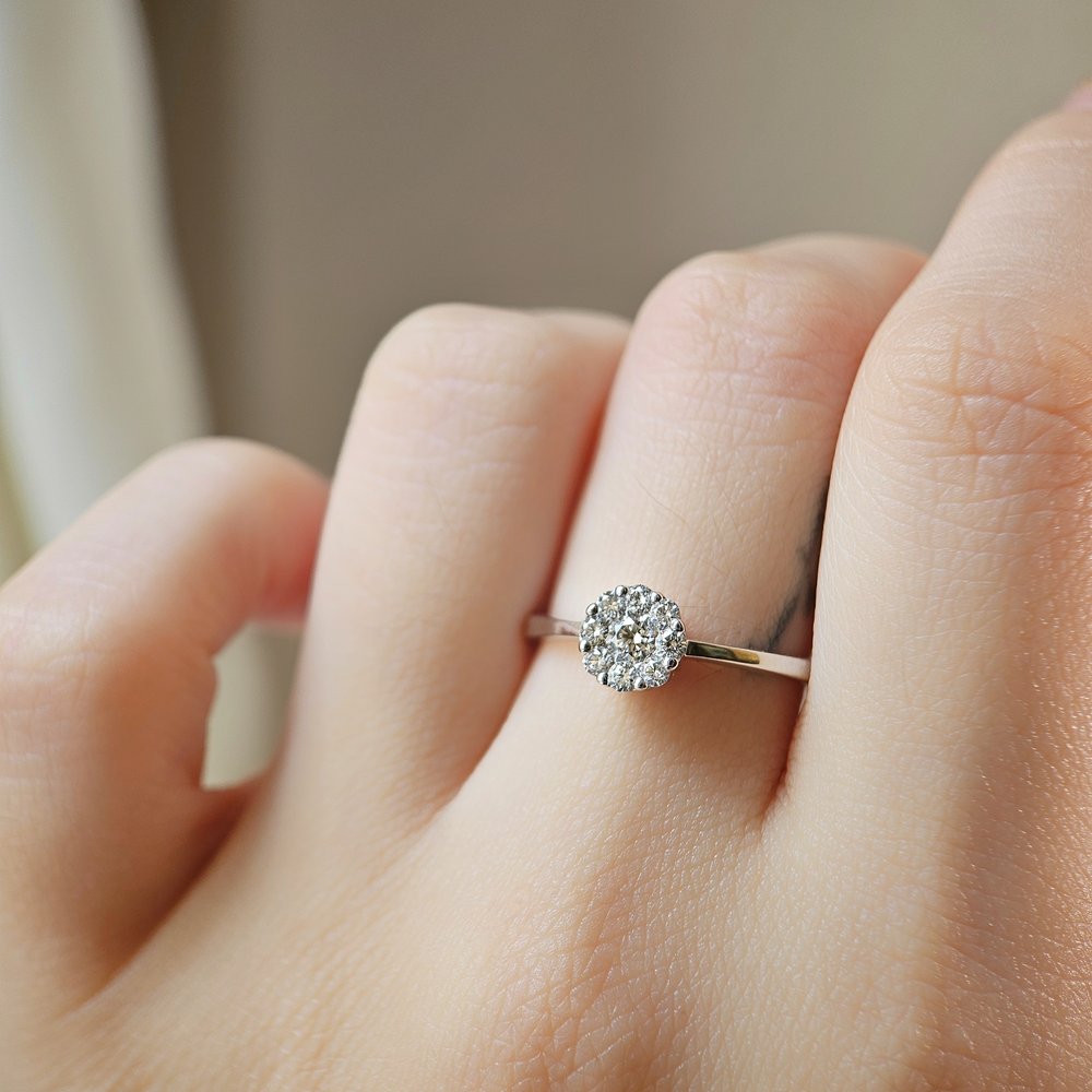 0.15 CT Round Solitaire Moissanite Engagement Rin