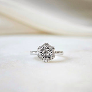 0.74 CT Round Cluster Moissanite Engagement Ring