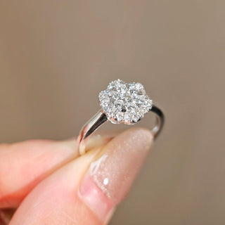 0.74 CT Round Cluster Moissanite Engagement Ring