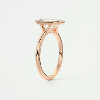 2.03 CT Emerald Cut Bezel Solitaire Moissanite Engagement Ring - violetjewels