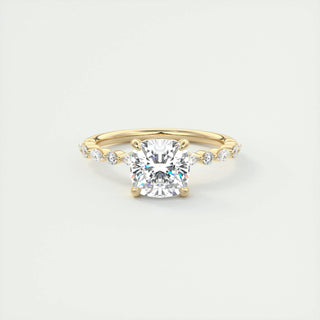 2ct Cushion F- VS1 Diamond Engagement Ring With Pave Setting - violetjewels