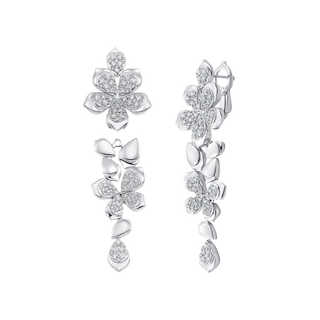 2.17 TCW Round Moissanite Diamond Flower Drop Earrings - violetjewels