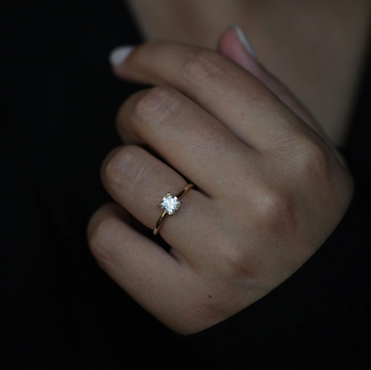 0.90 CT Cushion Solitaire CVD E/VS1 Diamond Engagement Ring - violetjewels