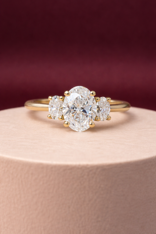 1.00-3.00 CT Oval  Lab Grown Diamond Three Stone Style Engagement Ring