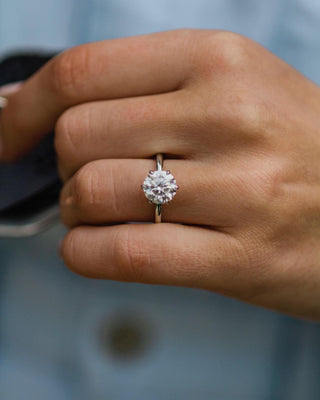 2.10 CT Rose Round Solitaire Moissanite Engagement Ring - violetjewels