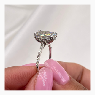 5.02ct Emerald G- VS Pave Diamond Engagement Ring