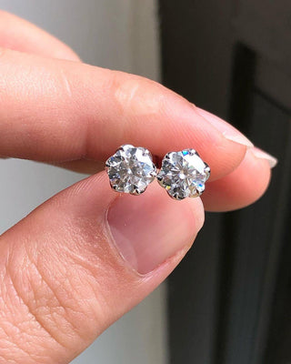 1.0 TCW Round Cut Moissanite Solitaire Stud Earrings - violetjewels