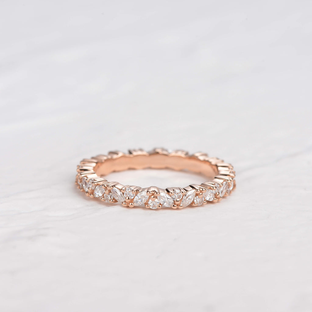 0.4 CT Round And Marquise Alternative Moissanite Wedding Band - violetjewels