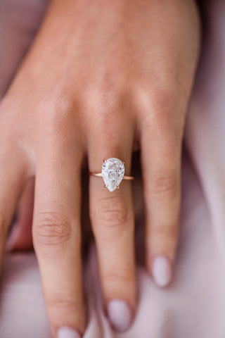 3.20 CT Pear Solitaire Moissanite Engagement Ring - violetjewels