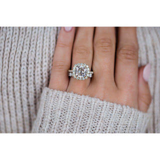 4.0 CT Cushion Halo & Pave Moissanite Engagement Ring - violetjewels