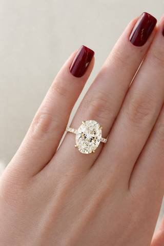 1.0 - 3.0 CT Oval Lab Grown Diamond Pave Style Engagement Ring