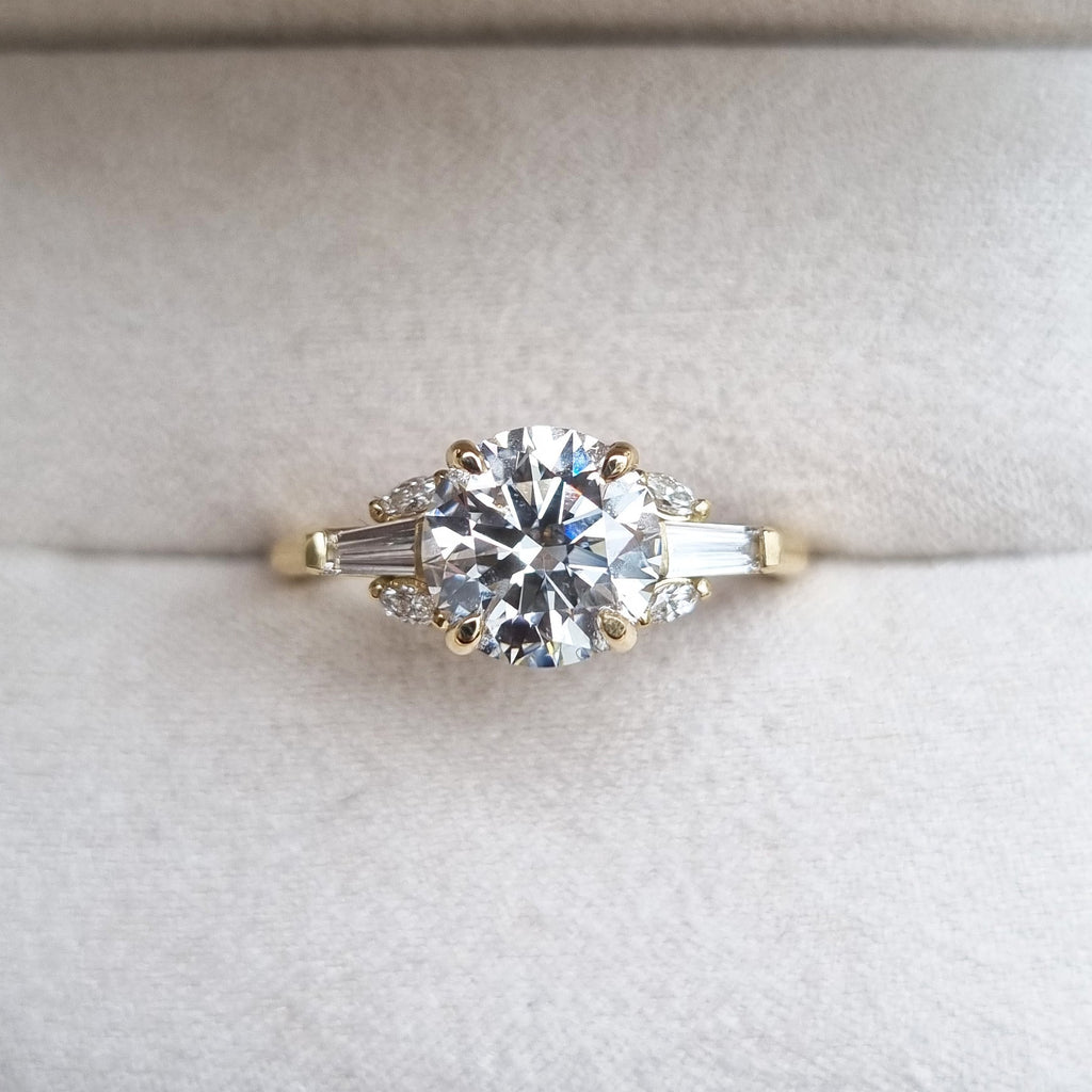 2.0 CT Round Cut Cluster E/VVS2 Lab Grown Diamond Engagement Ring - violetjewels
