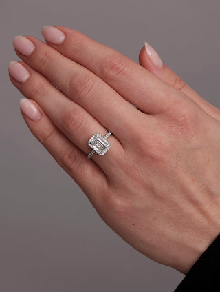Halo Ring with 2.0 CT Emerald Cut Moissanite - violetjewels