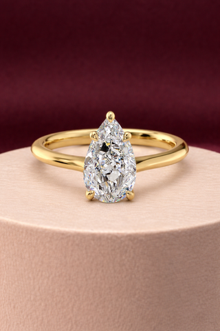 1.0-3.0 CT Pear Lab Grown Diamond Solitaire Engagement Ring