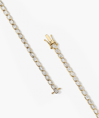 Emerald Cut Bezel  Lab Grown Diamond Tennis Bracelet