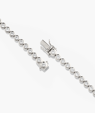 Round Bezel Lab Grown Sapphire Diamond  Tennis Necklace