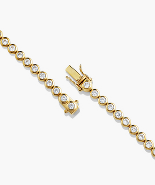 Round Bezel Lab Grown Sapphire Diamond  Tennis Necklace