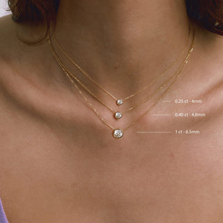 0.60 CT Round Bezel E/VS1 Lab Grown Diamond Necklace
