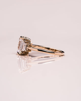 0.66 CT Emerald Cut Three Stone Moissanite Engagement Ring - violetjewels