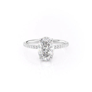 1.50 CT-3.50 CT Oval E/VS1 CVD Diamond Hidden Halo Engagement Ring With Pave Setting - violetjewels