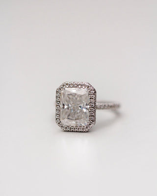 4.4 CT Radiant Double Halo Moissanite Engagement Ring - violetjewels