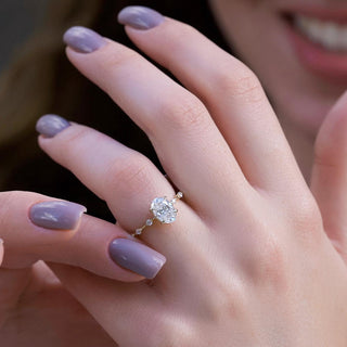 1.50-3.50 CT Oval CVD Diamond Dainty Engagement Ring