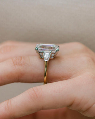 7.2 CT Emerald Cut Three Stone Moissanite Engagement Ring - violetjewels