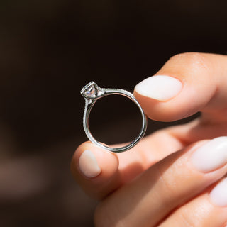 1.50-3.50 CT Elongated Cushion  Lab Grown Diamond Hidden Halo & Pave Engagement Ring