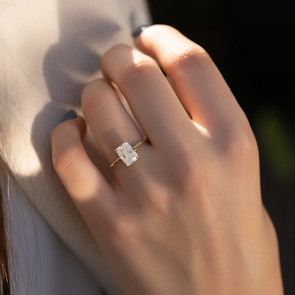 1.0-3.0 CT Radiant Lab Grown Diamond Solitaire Engagement Ring