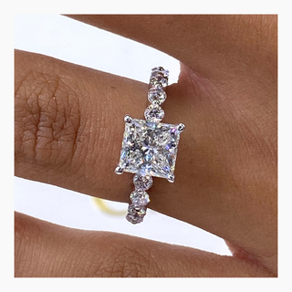 1.5ct Princess F- VS Pave Diamond Engagement Ring