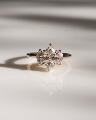 1.0 CT Marquise G/VVS2 CVD Diamond Three Stone Style Engagement Ring - violetjewels