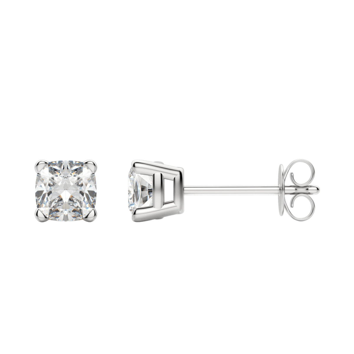 0.50-1.0 TCW Cushion Moissanite Diamond Solitaire Stud Earrings - violetjewels