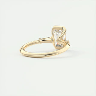 2ct Emerald F- VS1 Diamond 3 Stones Engagement Ring - violetjewels