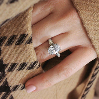 3.0 CT Oval  CVD Diamond Three Stone Style Engagement Ring