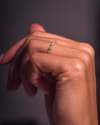 0.8 CT Pear Shaped Milgrain Moissanite Wedding Band - violetjewels