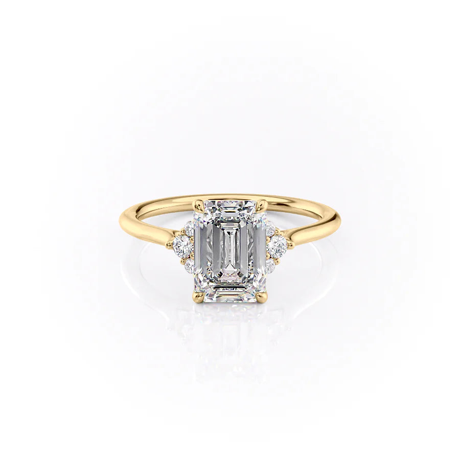 1.0-3.0 CT Emerald  Lab Grown Diamond Cluster Engagement Ring