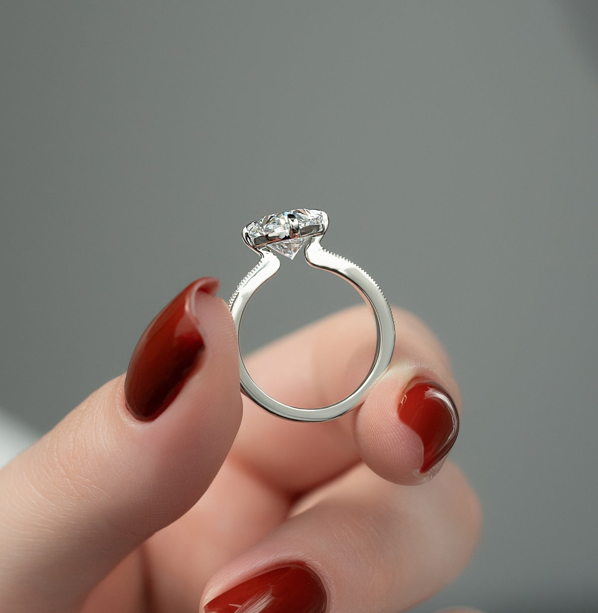2.0-4.0 CT Oval Lab Grown Diamond Vintage Engagement Ring