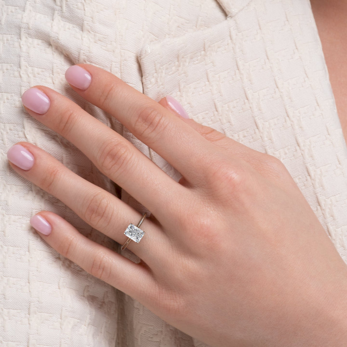 1.50 CT Radiant F/VS1 CVD Diamond Solitaire Engagement Ring - violetjewels