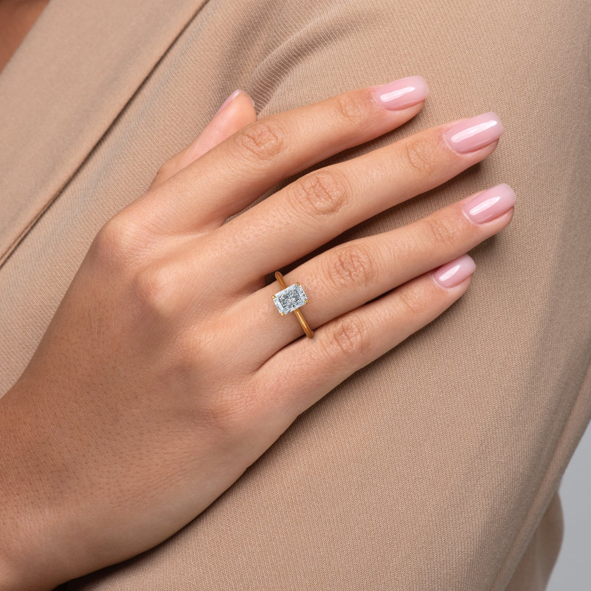 1.0 -3.0 CT Radiant Lab Grown Diamond Solitaire Engagement Ring