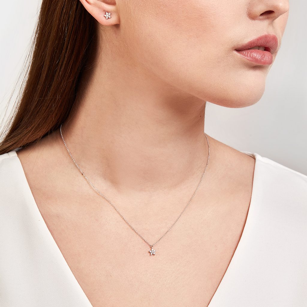 0.10 TCW Round Moissanite Diamond Star Pendent Necklace - violetjewels