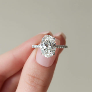 1.50 -3.50 CT Oval CVD Diamond Pave Engagement Ring